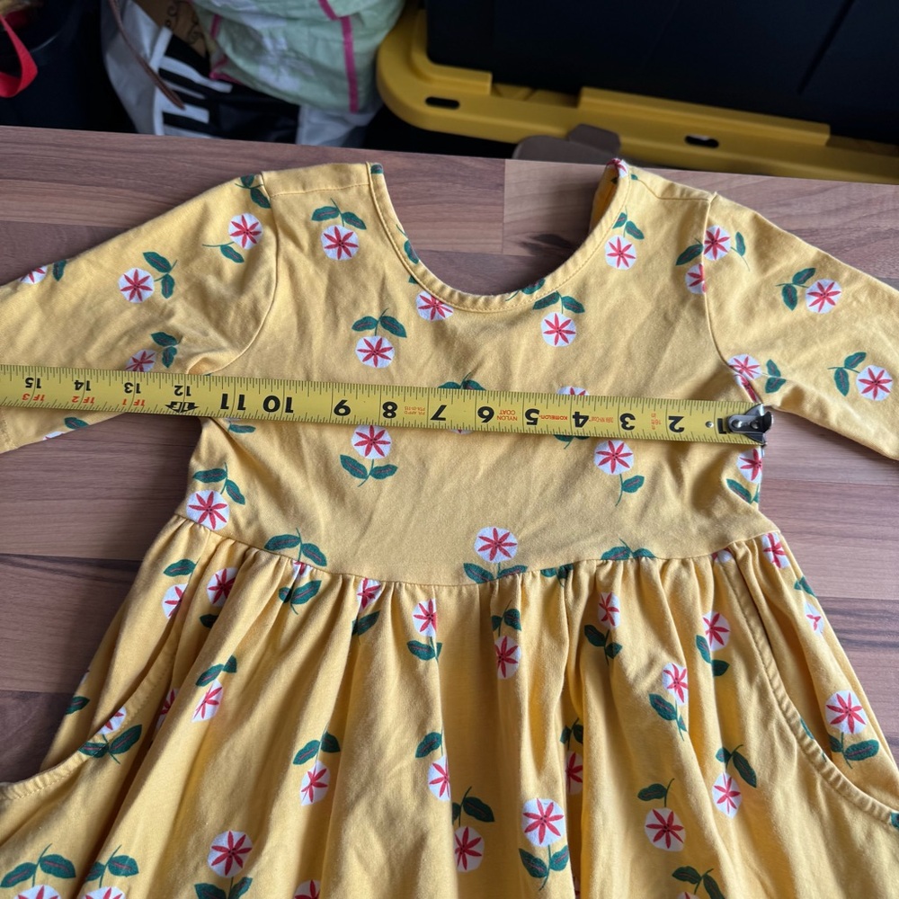Hanna Andersson Yellow Floral Play‎ Dress With Pockets Size 6-7 - Picture 8 of 9
